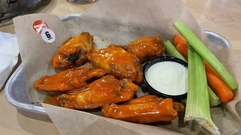 A plate of Buffalo wings from Buffalo Wild Wings.