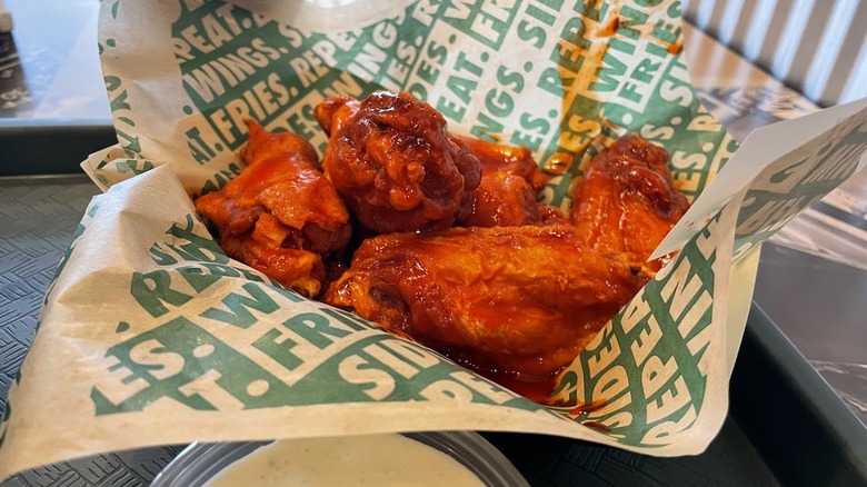 A plate of Buffalo wings from Wingstop.