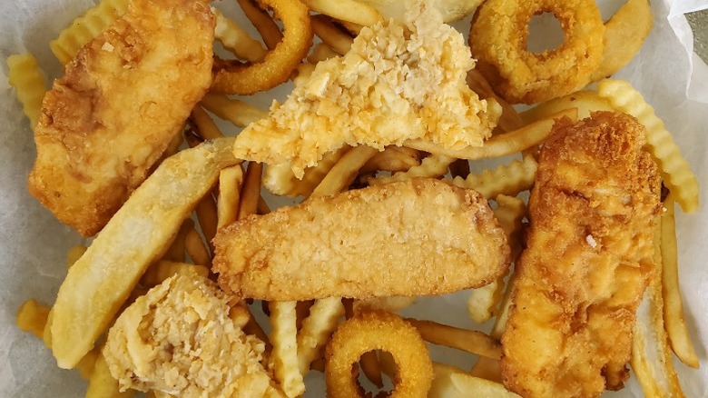 assorted fish filets and fries