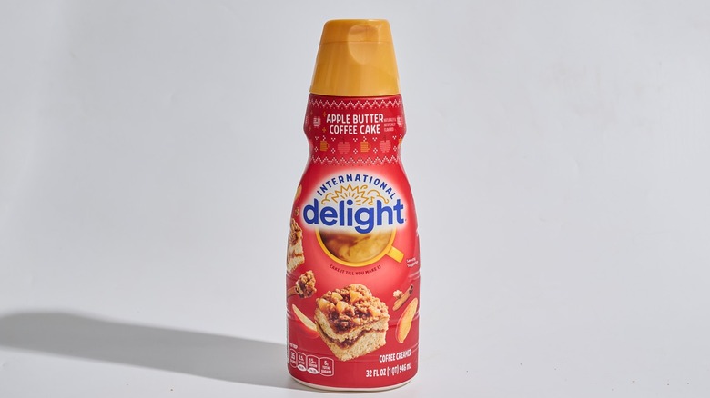apple butter coffee cake creamer bottle on a table