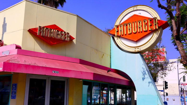 Exterior of FatBurger restaurant Los Angeles