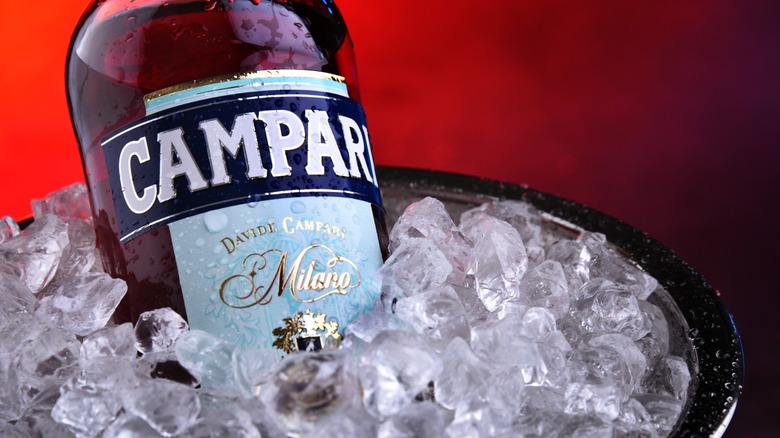 Bottle of Campari in ice