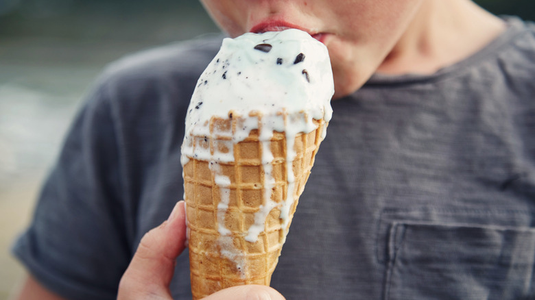 Gelato in waffle cone