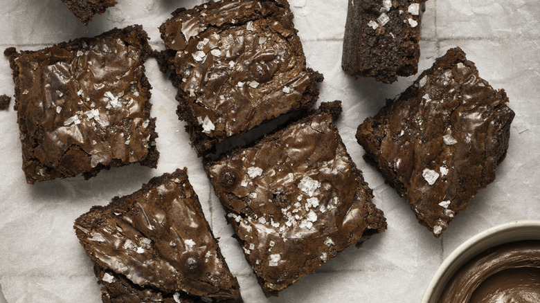 Brownies on parchment paper