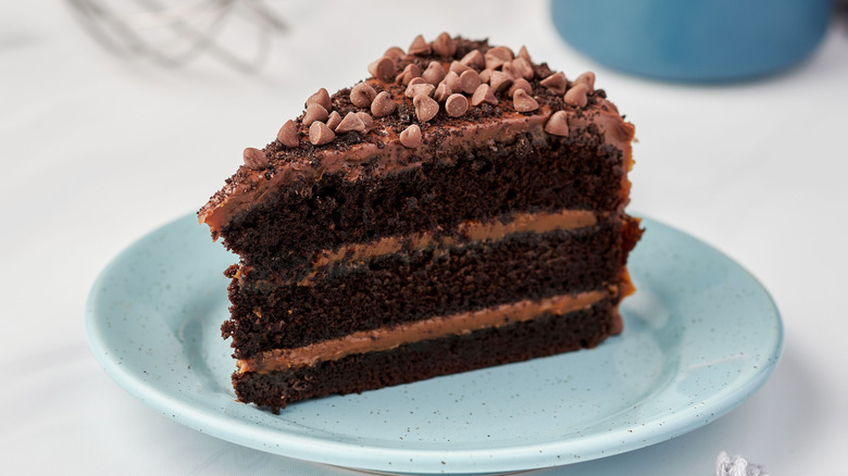 Close-up of a single slice of cake