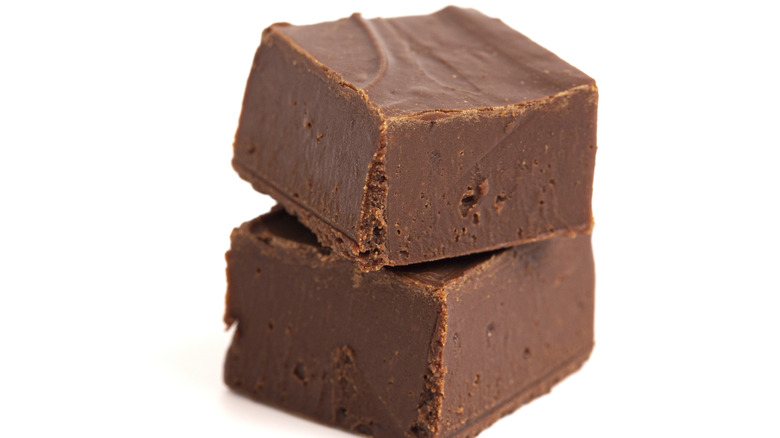 Two pieces of chocolate fudge