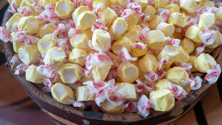 A bucket of salt water taffy