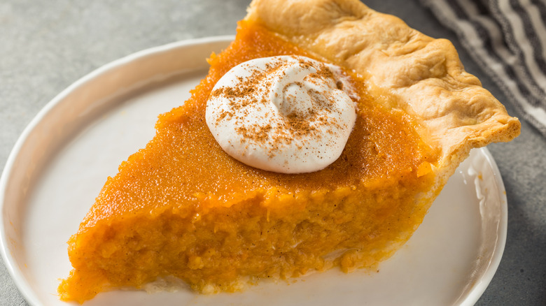 A slice of sweet potato pie