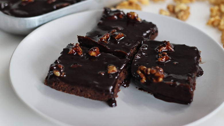 Slices of Texas sheet cake