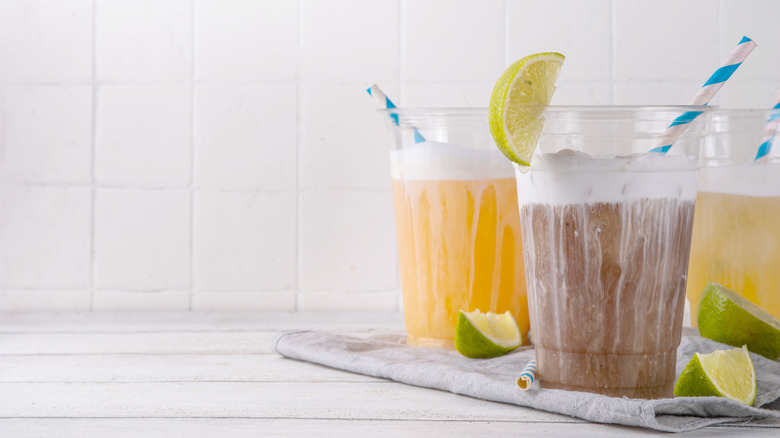 Dirty sodas on white background