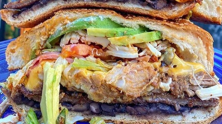 Meat cemitas on plate