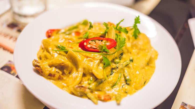 Thai yellow curry with red pepper
