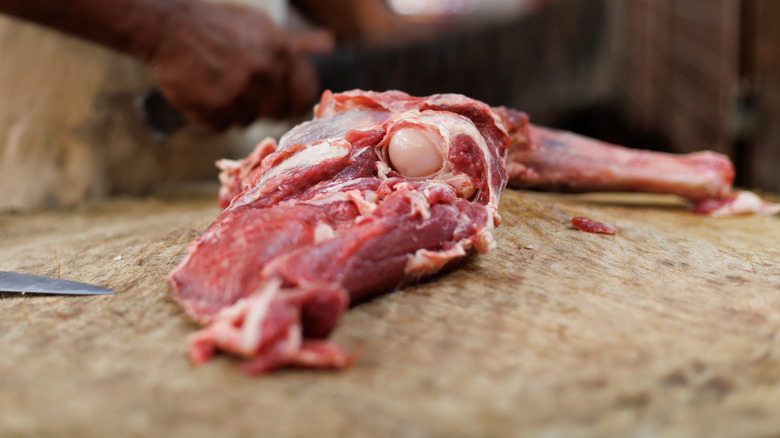 close up of lamb of leg