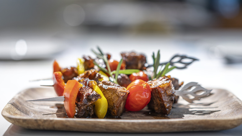 prepared lamb kebabs pictured