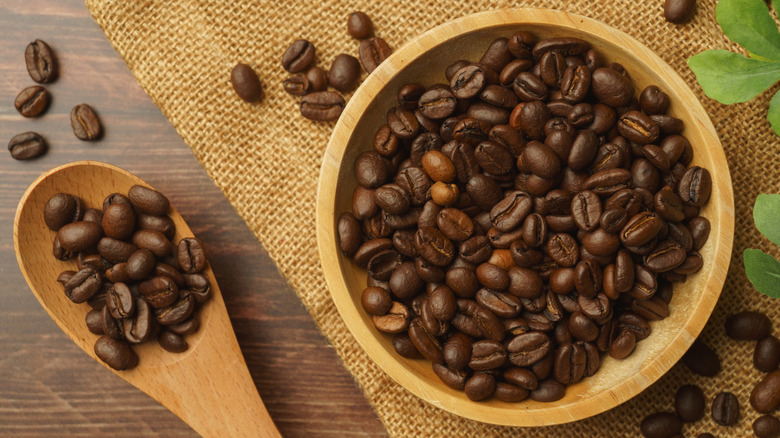 Close up of coffee beans