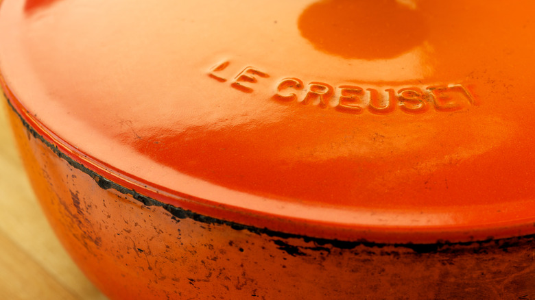 The top view of a Le Creuset Dutch oven.