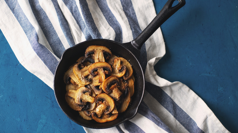 Pan of sautéed mushrooms