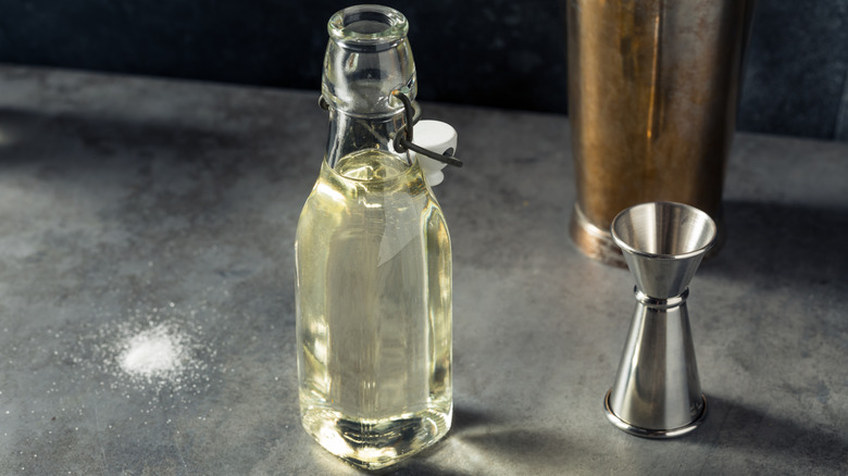 Bottle of homemade simple syrup