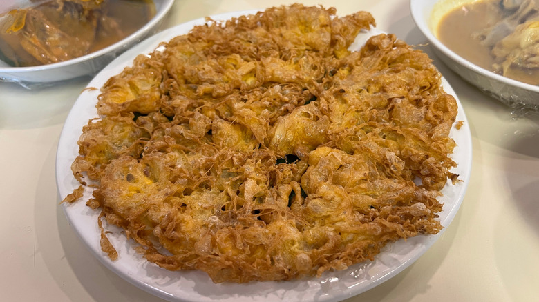 A traditional, deep-fried Indonesian omelet.