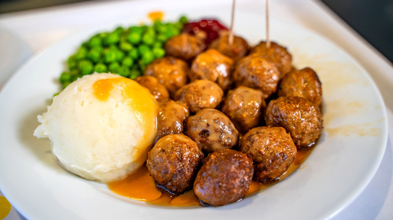 Traditional swedish meatball meal at Ikea.