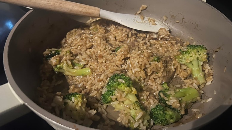 Beef and Broccoli in a pan