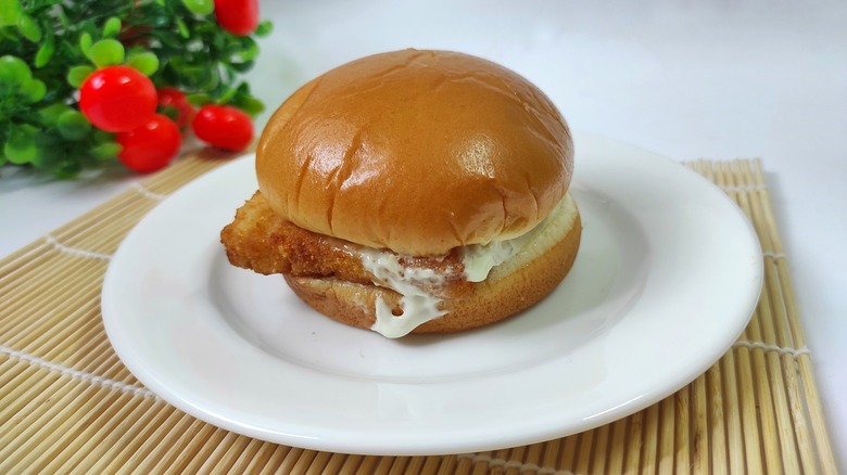 Filet-O-Fish with tartar sauce on white plate