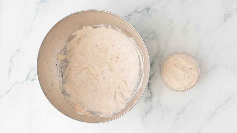 One large bowl and one smaller bowl containing creamy chipotle sauce
