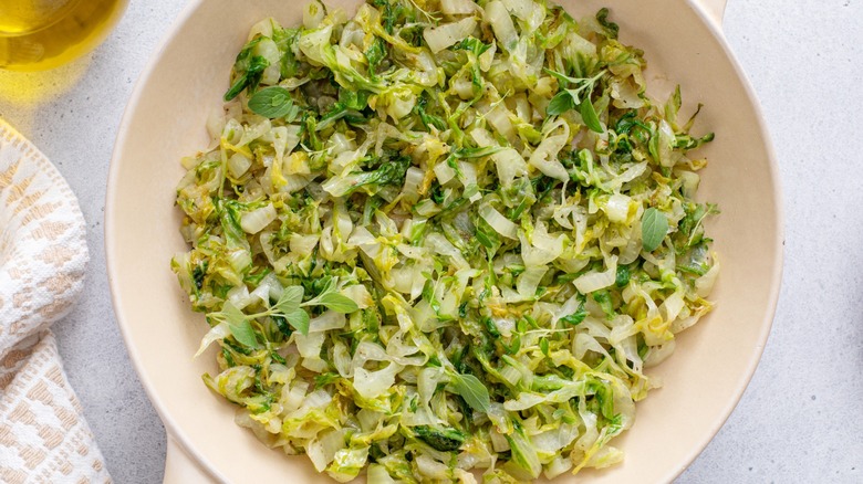 shredded cabbage with herbs and butter
