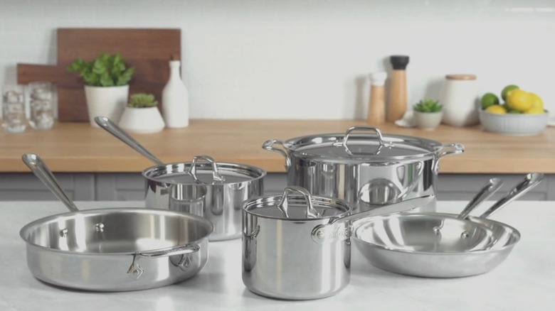 All-Clad steel pots and pans