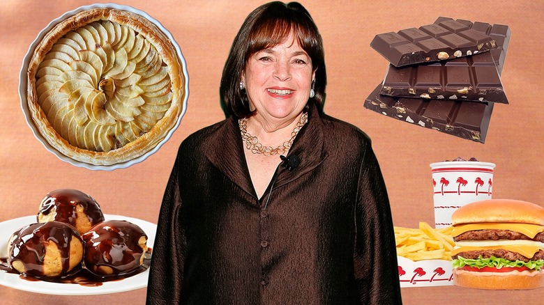 Ina Garten surrounded by her various dishes