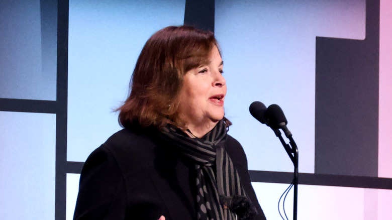Ina Garten speaking into a microphone