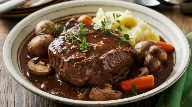 Beef stew with mashed potato