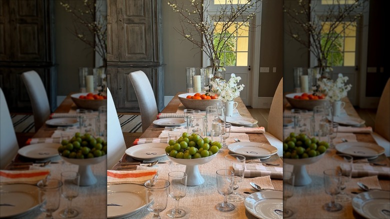 Ina Garten's table setting from 2025, using numbered dinner plates by melissa goldstein