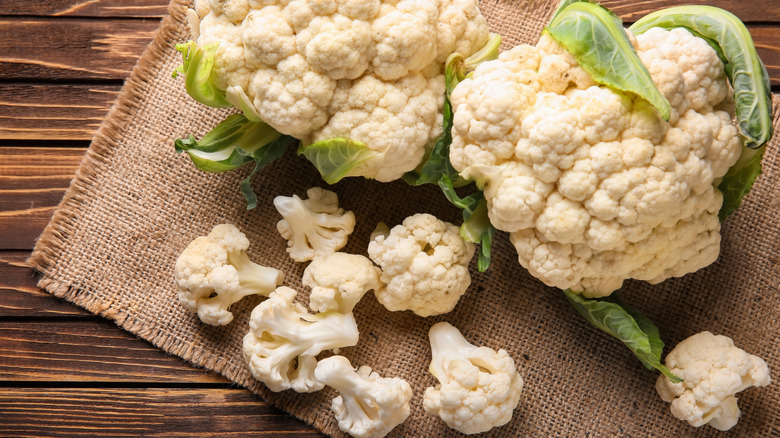Cauliflower on burlap