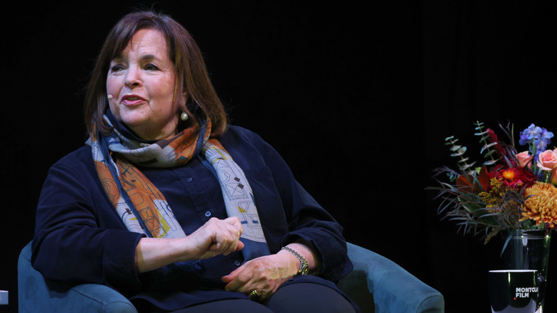 Celebrity chef Ina Garten sits on stage at an event