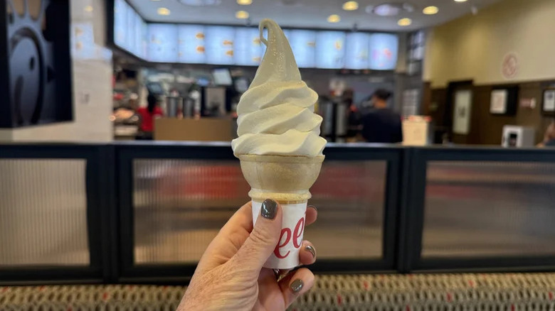 Hand holding a Chick-fil-A Icedream Cone