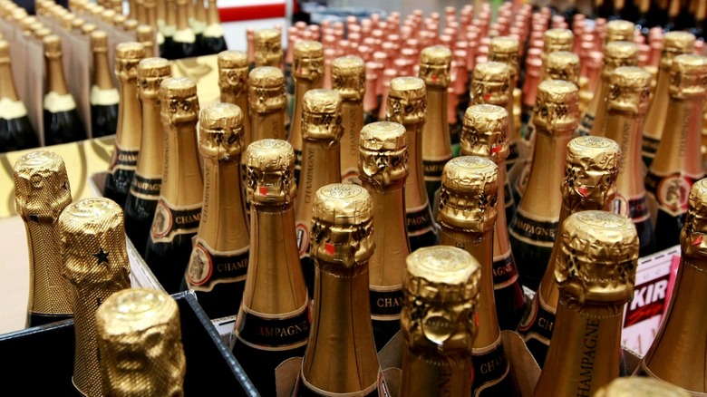 Bottles of Costco Kirkland Champagne