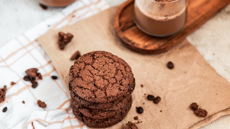 chocolate sugar cookies on a cutting board