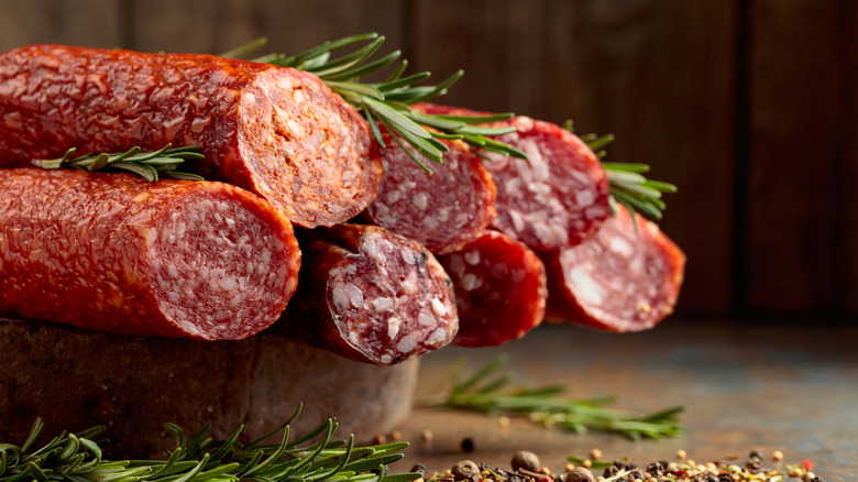 Cut Italian sausages