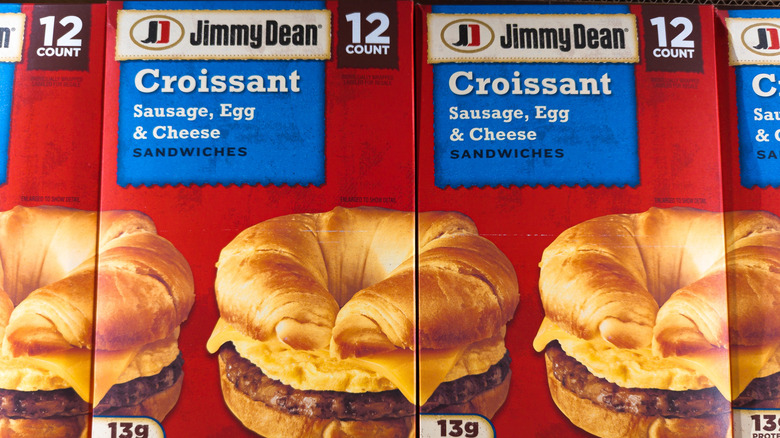 boxes of jimmy dean croissant sausage, egg, and cheese sandwiches