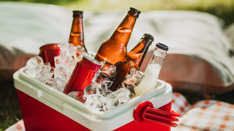 Cooler with cans and bottles in it