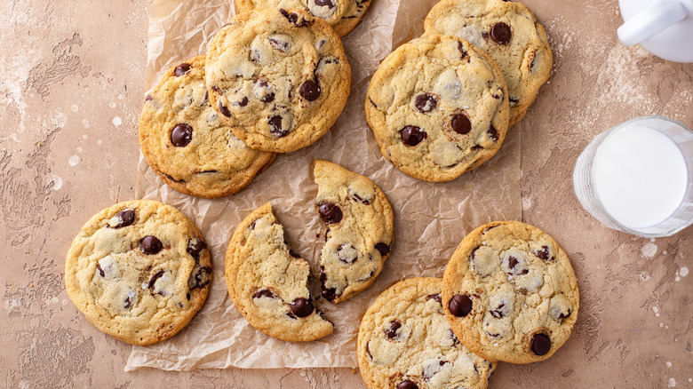 Cookies sit on unbleached parchment paper.