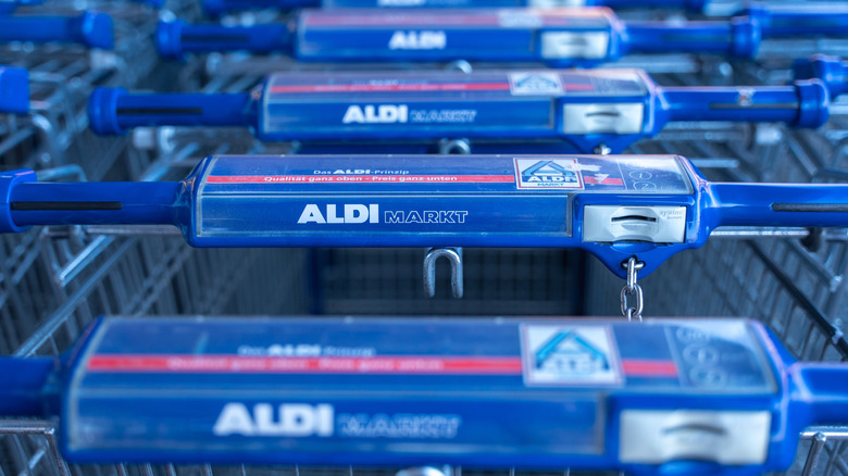 close up of Aldi shopping carts