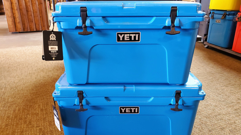Stacked Blue Yeti Coolers