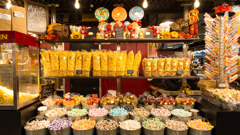 The inside of an old fashioned candy store.