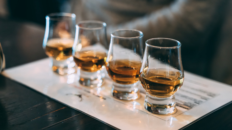 whiskey flight in Glencairn glasses