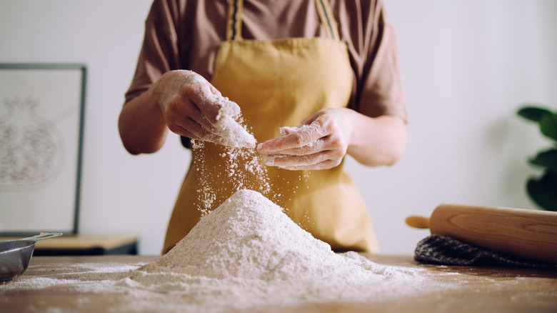 working with flour on cutting board