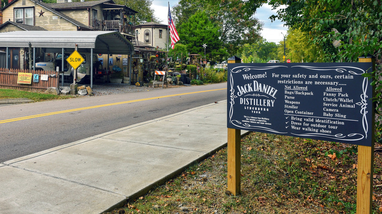 Welcome sign at the Jack Daniel's distillery