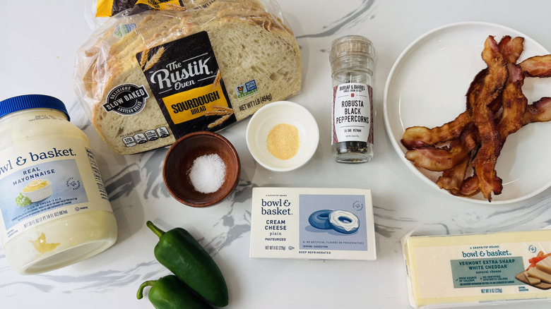 Ingredients for jalapeño popper grilled cheese