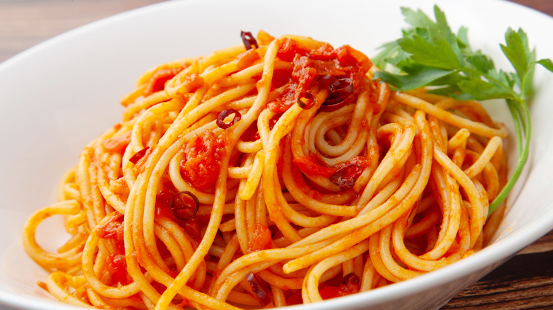 a plate of penne all'arrabbiata